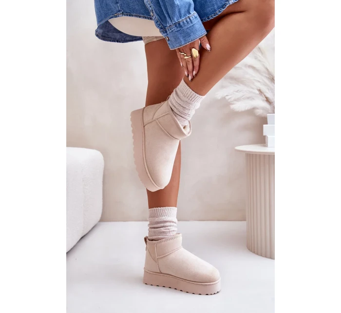 Sněhule Dámské Na Platformě Zateplené Kožíškem Světle Béžové Xamella