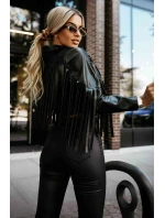 Krátké s třásněmi z měkké ekokůže černé model 21371207 - numoco basic