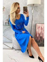 Šaty s ozdobným páskem a nápisem model 18745462 blue - K-Fashion
