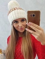 Dámská čepice s bambulí Ellen K325 ecru