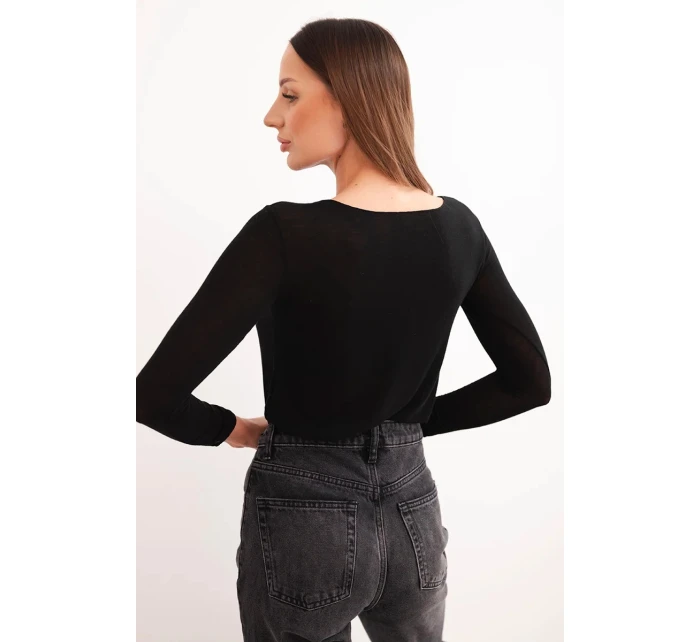 Dámská kasmírová blůza s kulatým výstřihem a dlouhými rukávy černá Dámská kasmírová blůza s kulatým výstřihem a dlouhými rukávy černá