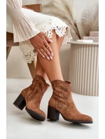 Boty S Svrškem Na Podpatku Eko Semišové Hnědé model 21668000 - Boto Boty S Svrškem Na Podpatku Eko Semišové Hnědé model 21668000 - Boto