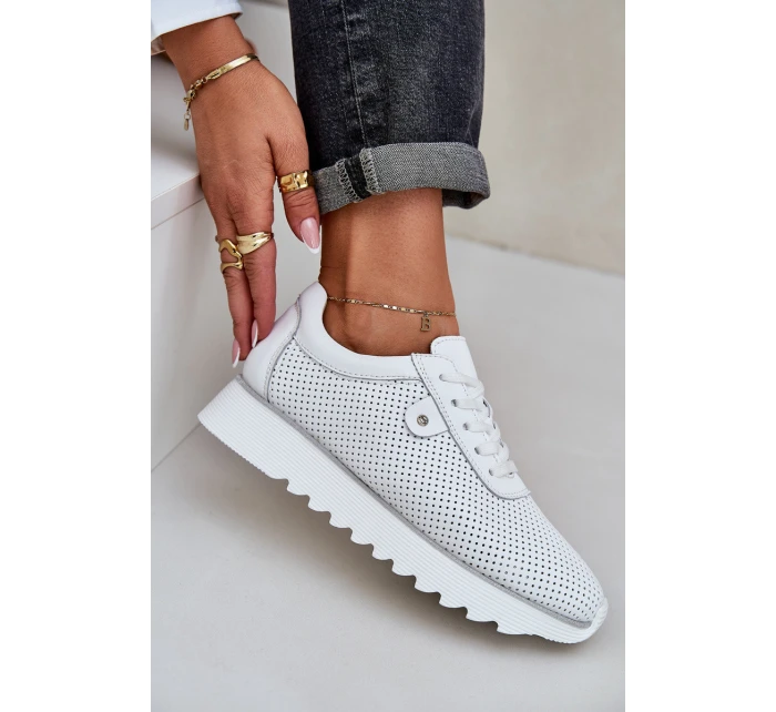 Kožené Sportovní Boty Na Platformě S D&A Bílé model 21686182 - S.Barski