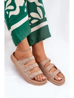 Dámské Pantofle S Pásky A Přezkami Béžové model 21687475 - Boto