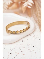 Náramek ze nerezové oceli zdobený čirými kamínky zlatý