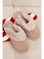 Dámské pantofle s kožešinou béžové model 21772502 - Boto