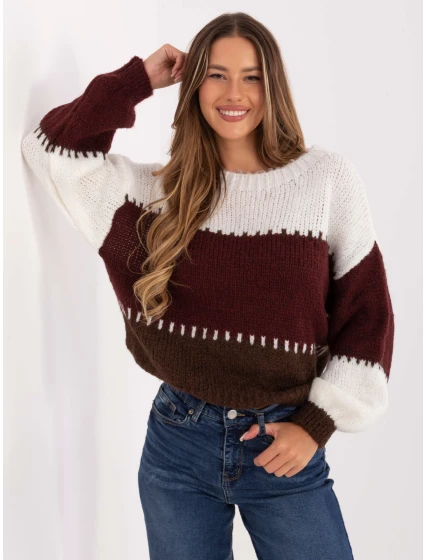 Sweter MI SW model 21314474 bordowy - FPrice Sweter MI SW model 21314474 bordowy - FPrice