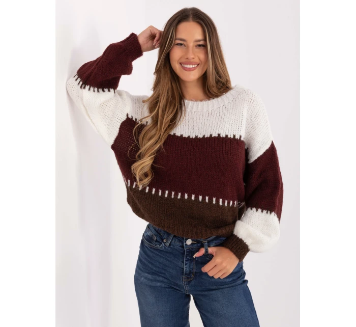 Sweter MI SW model 21314474 bordowy - FPrice Sweter MI SW model 21314474 bordowy - FPrice