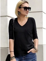 Hladká dámská halenka s výstřihem ve tvaru písmene "V" Hladká dámská halenka s výstřihem ve tvaru písmene "V"