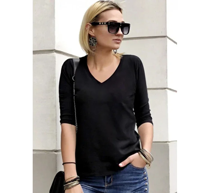 Hladká dámská halenka s výstřihem ve tvaru písmene "V" Hladká dámská halenka s výstřihem ve tvaru písmene "V"