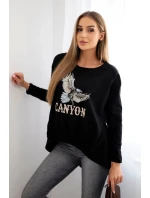 Dámská halenka s model 21138046 a nápisem Canyon černý - K-Fashion