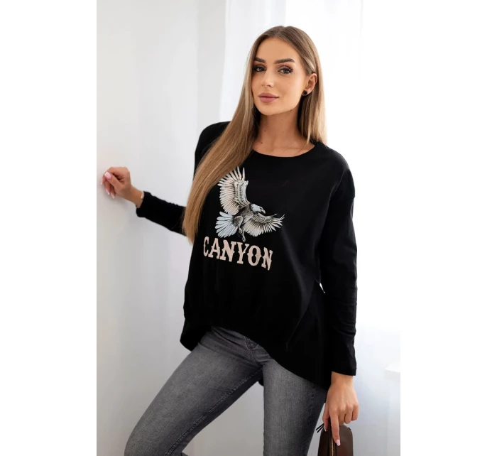Dámská halenka s model 21138046 a nápisem Canyon černý - K-Fashion