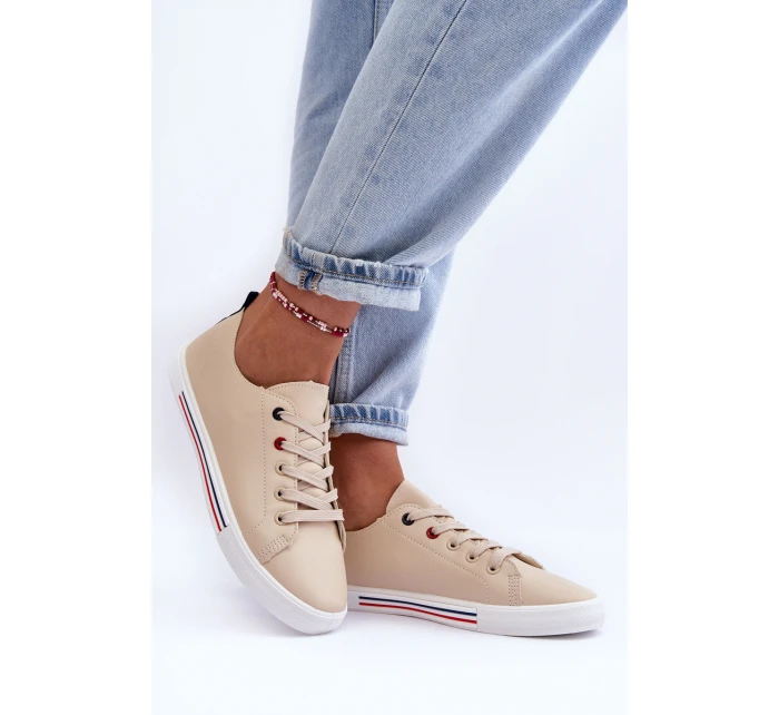 Kožené sportovní boty Dámské Bežové model 21632369 - EVENTO Kožené sportovní boty Dámské Bežové model 21632369 - EVENTO