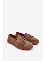 Pánské semišové mokasíny polobotky Zazoo 1566 hnědé