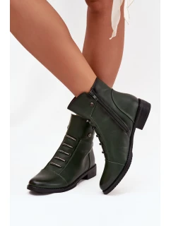 Zateplené dámské boty na plochém podpatku zelené Labise