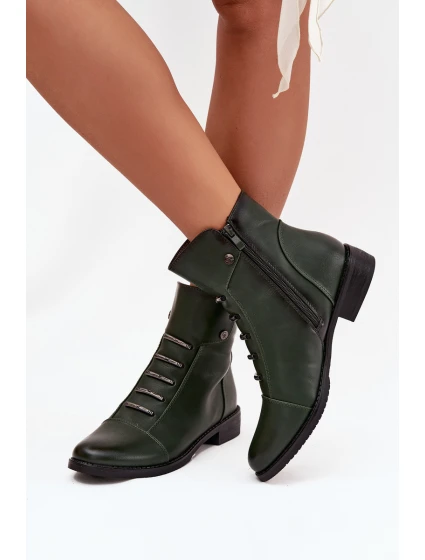 Zateplené dámské boty na plochém podpatku zelené Labise Zateplené dámské boty na plochém podpatku zelené Labise