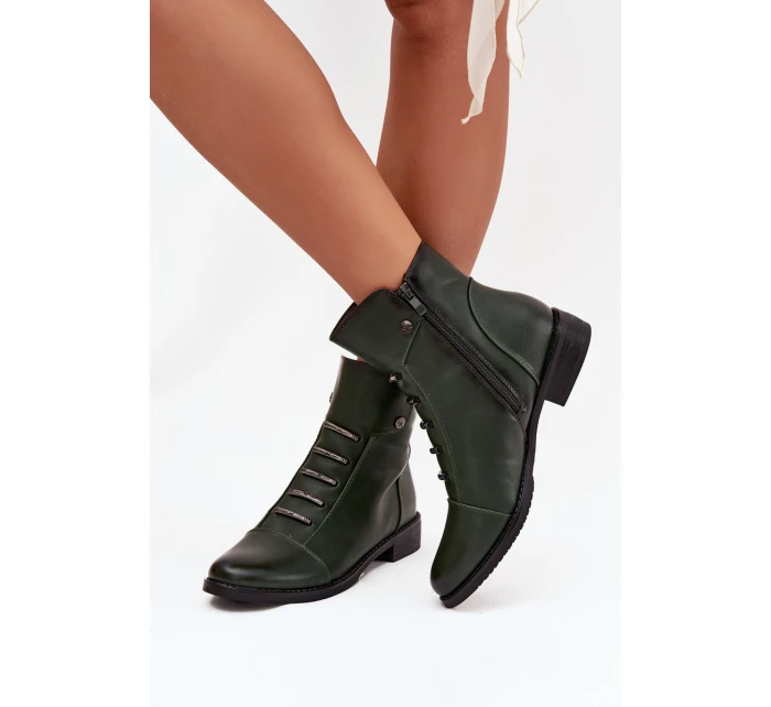 Zateplené dámské boty na plochém podpatku zelené Labise Zateplené dámské boty na plochém podpatku zelené Labise