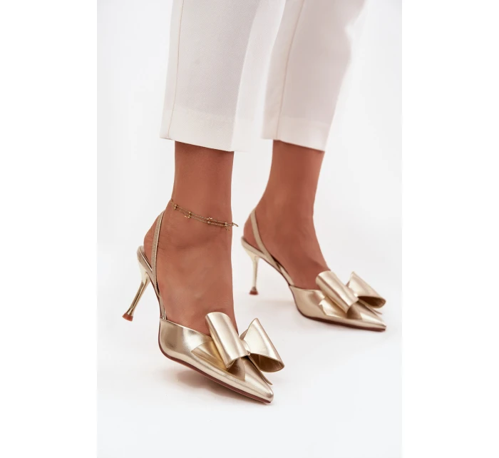 Lodičky s  a mašlí zlaté model 21715231 - Boto