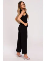 model 18004089 Kombinéza bez rukávů s páskem se sponou černá - Moe