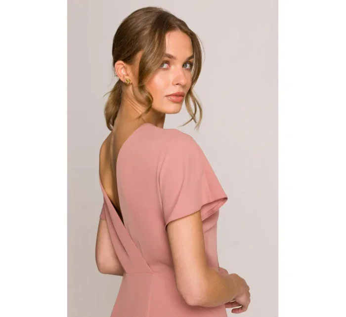 model 20966239 Tužkové šaty s rozparkem na boku růžové - STYLOVE model 20966239 Tužkové šaty s rozparkem na boku růžové - STYLOVE