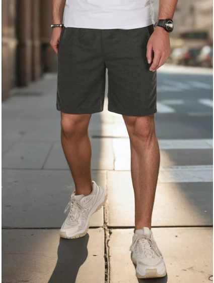 Pánské tmavě šedé teplákové kraťasy FashionStreet SX2475