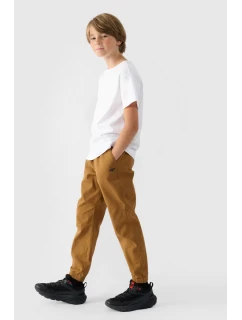 Chlapecké Kalhoty Jogger Casual Hladké Khaki model 21668686 - 4F
