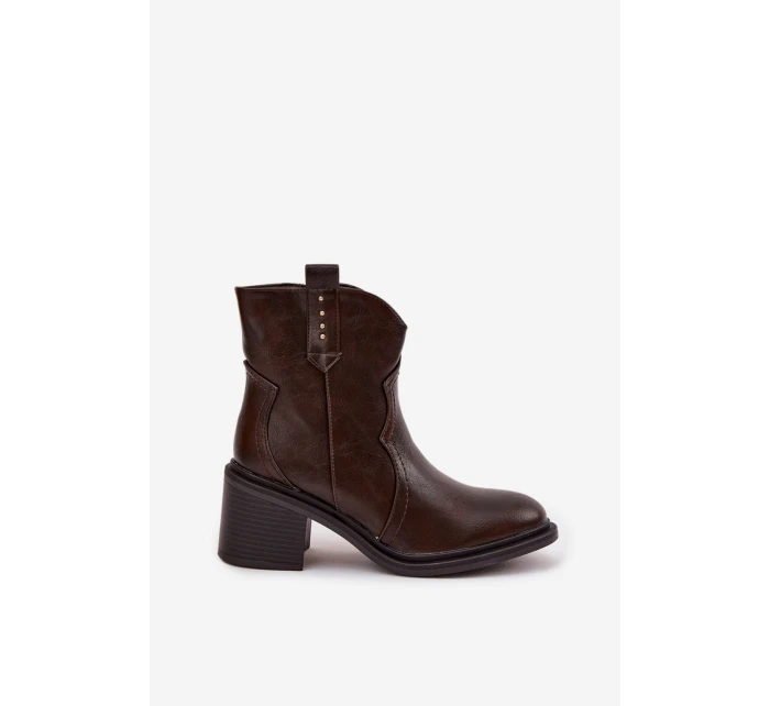 Zateplené dámské kotníkové boty na podpatku čokoládové Brilynn Zateplené dámské kotníkové boty na podpatku čokoládové Brilynn