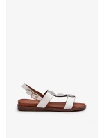 Dámské ploché sandály s ozdobami Sergio Leone White Dámské ploché sandály s ozdobami Sergio Leone White