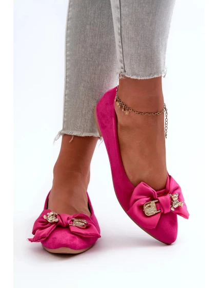 Dámské eko semišové balerínky s mašlí a broží Fuchsia Satris Dámské eko semišové balerínky s mašlí a broží Fuchsia Satris