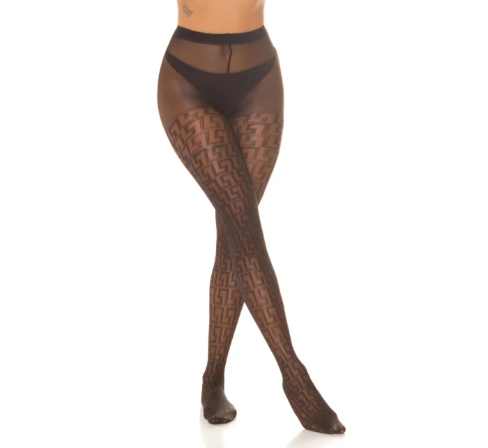 Punčochové kalhoty s geometrickým vzorem SH5015 - InStylefashion