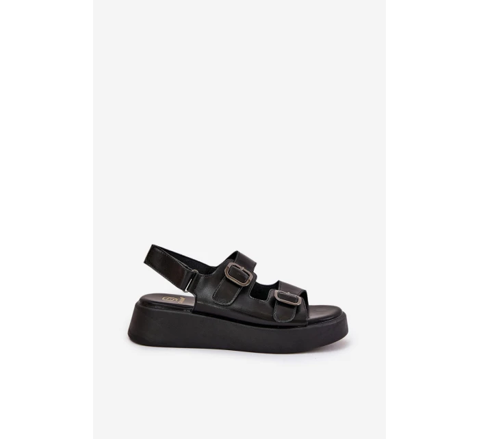 Dámské sandály na platformě a klínu s přezkami černé model 21688802 - Boto