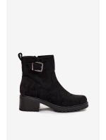 Zateplené dámské kotníkové boty na nízkém podpatku s přezkou Černé Helvina Zateplené dámské kotníkové boty na nízkém podpatku s přezkou Černé Helvina