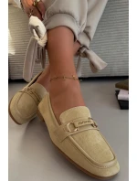 Dámské Mokasyny Loafersy s Ozdobným Prvkem Žluté Evelora