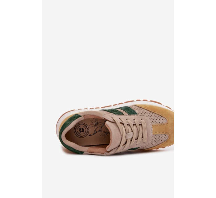 Dámské tenisky z pravé semišové kůže béžovo-žluté Marceline