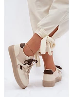 Dámské tenisky s dvojitými šněrováním světle béžové model 22095300 - Boto