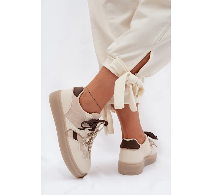 Dámské tenisky s dvojitými šněrováním světle béžové model 22095300 - Boto
