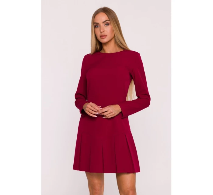 Šaty s záhyby bordó model 21295924 - Moe Šaty s záhyby bordó model 21295924 - Moe