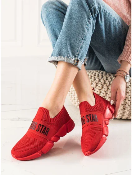 Luxusní červené tenisky dámské bez podpatku Luxusní červené tenisky dámské bez podpatku