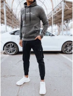 Pánská antracitová mikina s kapucí FashionStreet BX5705 Pánská antracitová mikina s kapucí FashionStreet BX5705