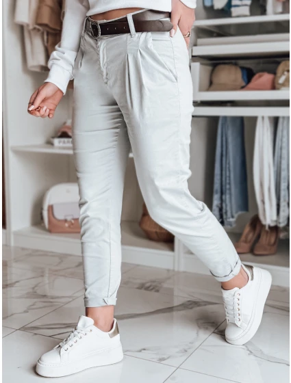 Dámské kalhoty chinos s páskem světle šedé Dstreet model 21986424 - FashionStreet