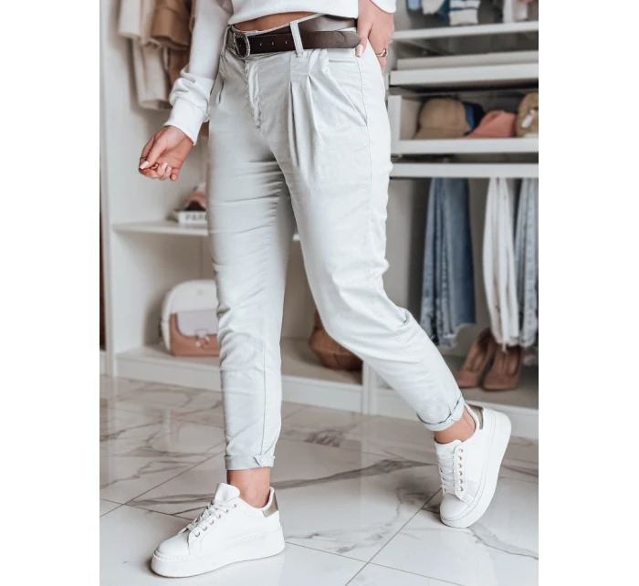 Dámské kalhoty chinos s páskem světle šedé Dstreet model 21986424 - FashionStreet
