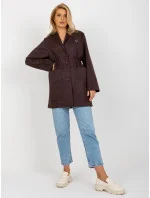 Tmavě hnědý tenký dámský kabát sako model 20840809 - Factory Price Tmavě hnědý tenký dámský kabát sako model 20840809 - Factory Price