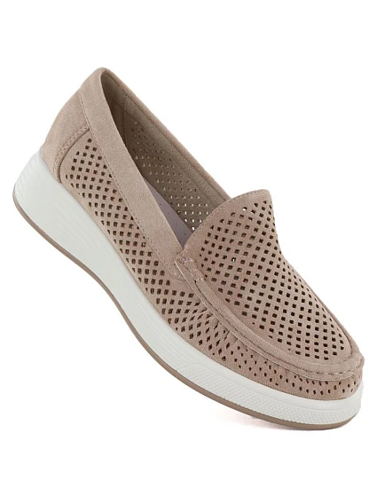 Dámské ažurové boty na platformě nude model 22068804 - SERGIO LEONE Dámské ažurové boty na platformě nude model 22068804 - SERGIO LEONE