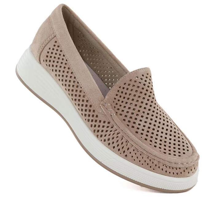 Dámské ažurové boty na platformě nude model 22068804 - SERGIO LEONE Dámské ažurové boty na platformě nude model 22068804 - SERGIO LEONE