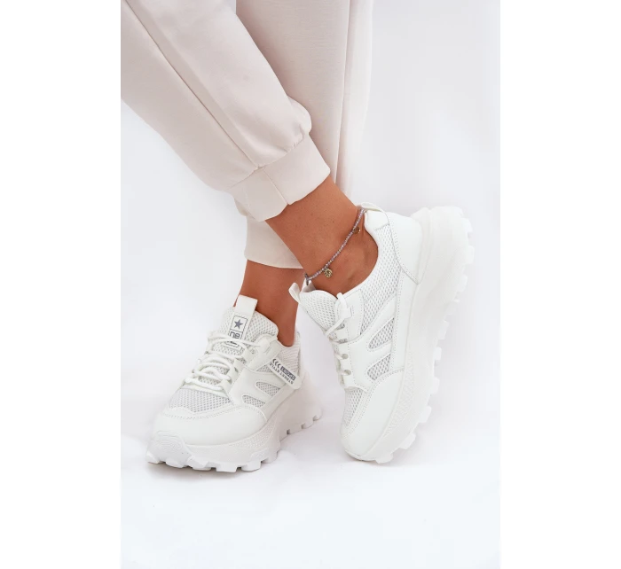 Dámské Sportovní Boty Sneakers Na Tlusté Podešvi Bílé Prononice Dámské Sportovní Boty Sneakers Na Tlusté Podešvi Bílé Prononice