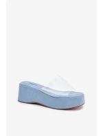 Dámské Pantofle S Průhledným Páskem Na Klínu Jeans Meltiana Dámské Pantofle S Průhledným Páskem Na Klínu Jeans Meltiana