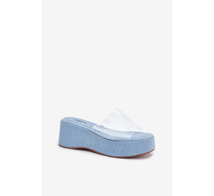 Dámské Pantofle S Průhledným Páskem Na Klínu Jeans Meltiana Dámské Pantofle S Průhledným Páskem Na Klínu Jeans Meltiana