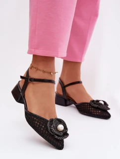 Dámské sandály na klínku s ozdobným detailem Černé Vionessa