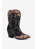 Zateplené kožené boty kovbojky s s podpatkem  Amber model 22320830 - Boto