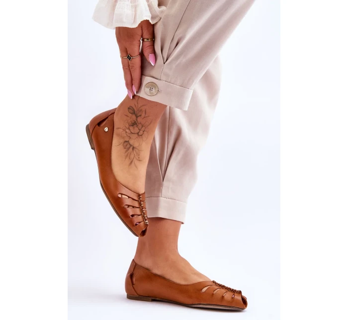 Pohodlné kožené dámské baleríny Hněde Luka